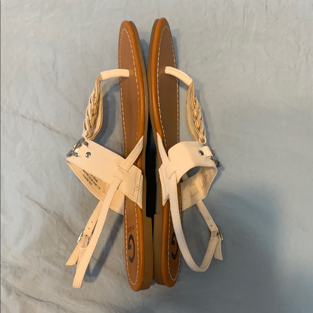 G by Guess White and Brown Sandals with Braided Detail - Picture 5 of 9